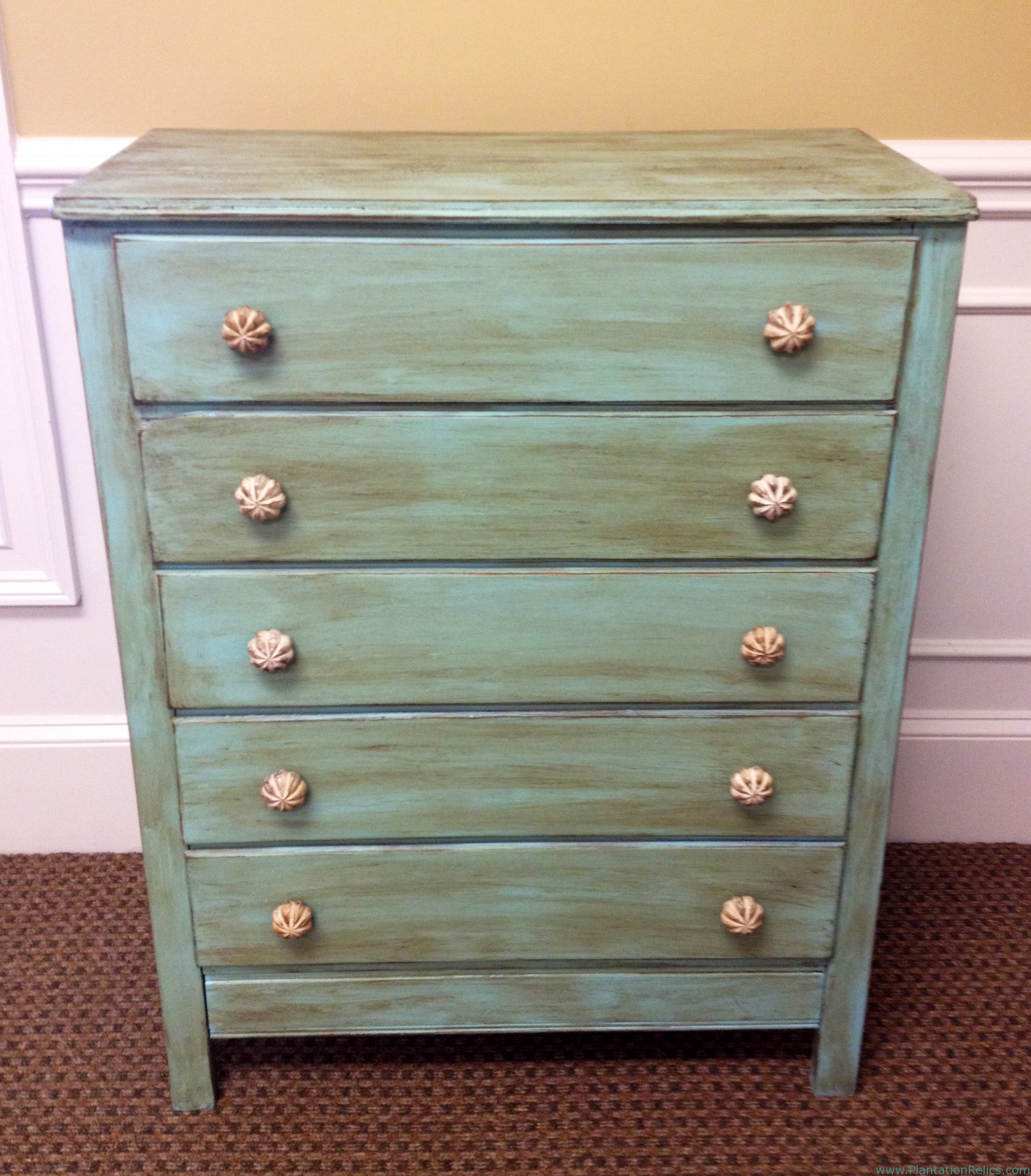 Aqua distressed chest - Plantation Relics